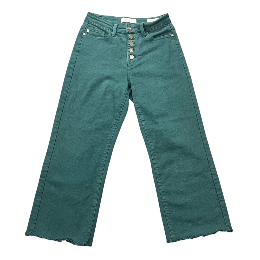 Judy Blue Los Angeles Wide Leg Crop Womens 3/26 Button Fly Jeans Green JB88104-C